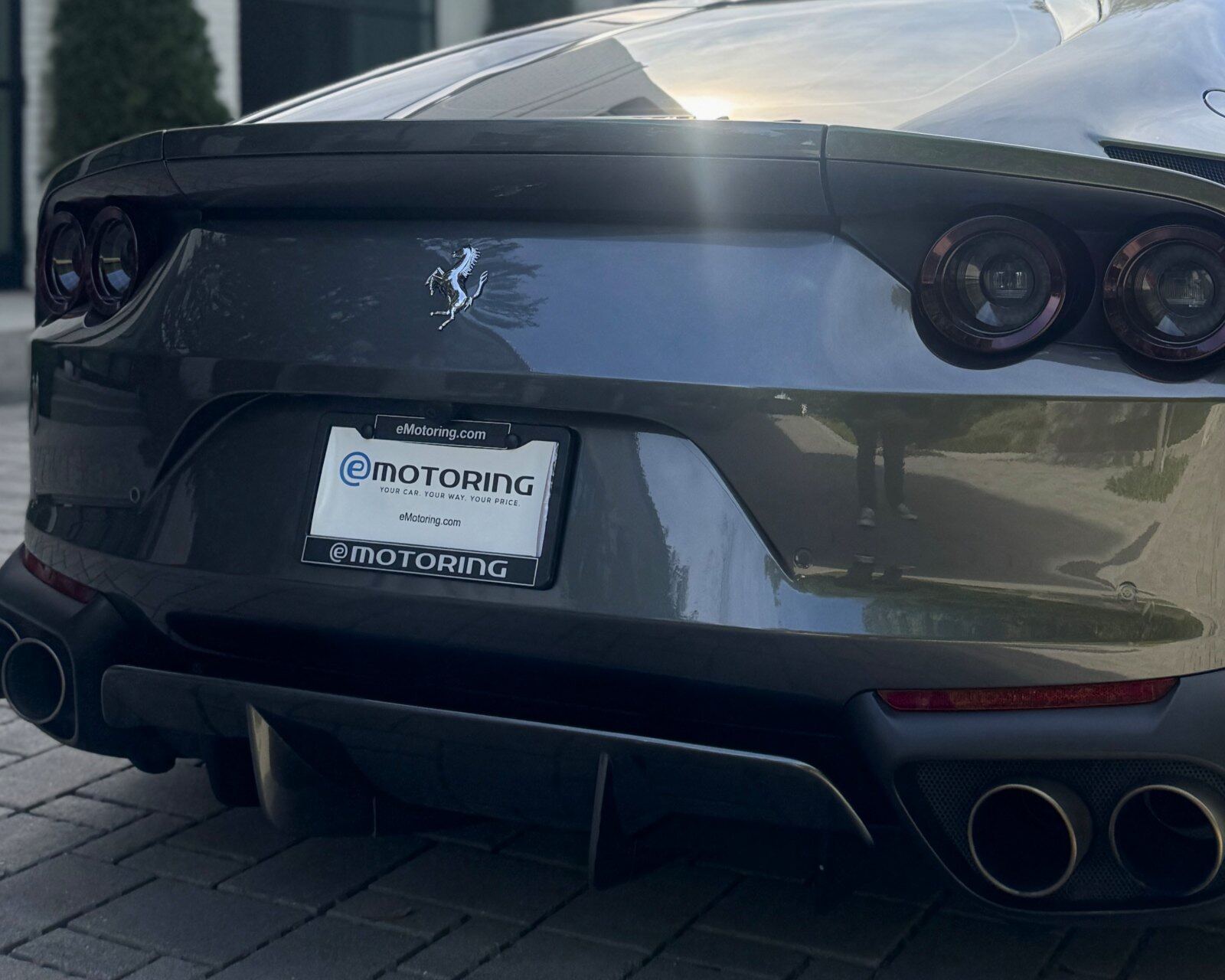 A Ferrari 812 with an eMotoring plate frame